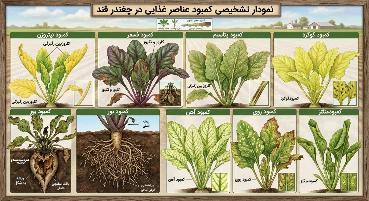 علائم کمبود عناصر در چغندر قند