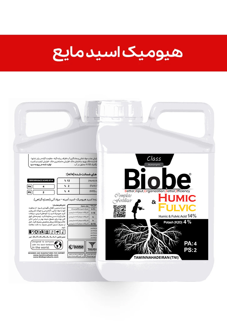 کود هیومیک اسید 12% مایع ( بیوبی -  BIOBE ) صادراتی (کلاس B) (5 لیتری, سطل)